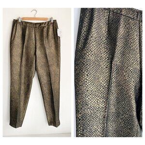 NWT  Anne Klein Metallic Gold Snakeskin Straight Leg Trausers 8